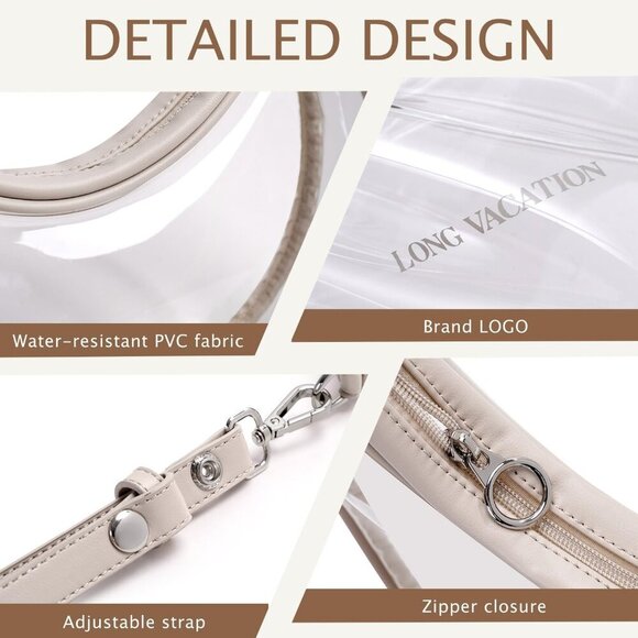 Stylish Clear Stadium Bag for Women with Adjustable Chain Strap and Coin Purse - Picture 3 of 8